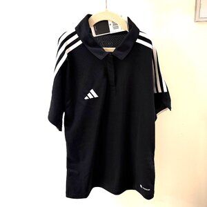 NWT Adidas Black Collared Polo Shirt Size Small by Aeroready Slim Fit
